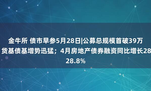 金牛所 债市早参5月28日|公募总规模首破39万亿，货基债基增势迅猛；4月房地产债券融资同比增长28.8%